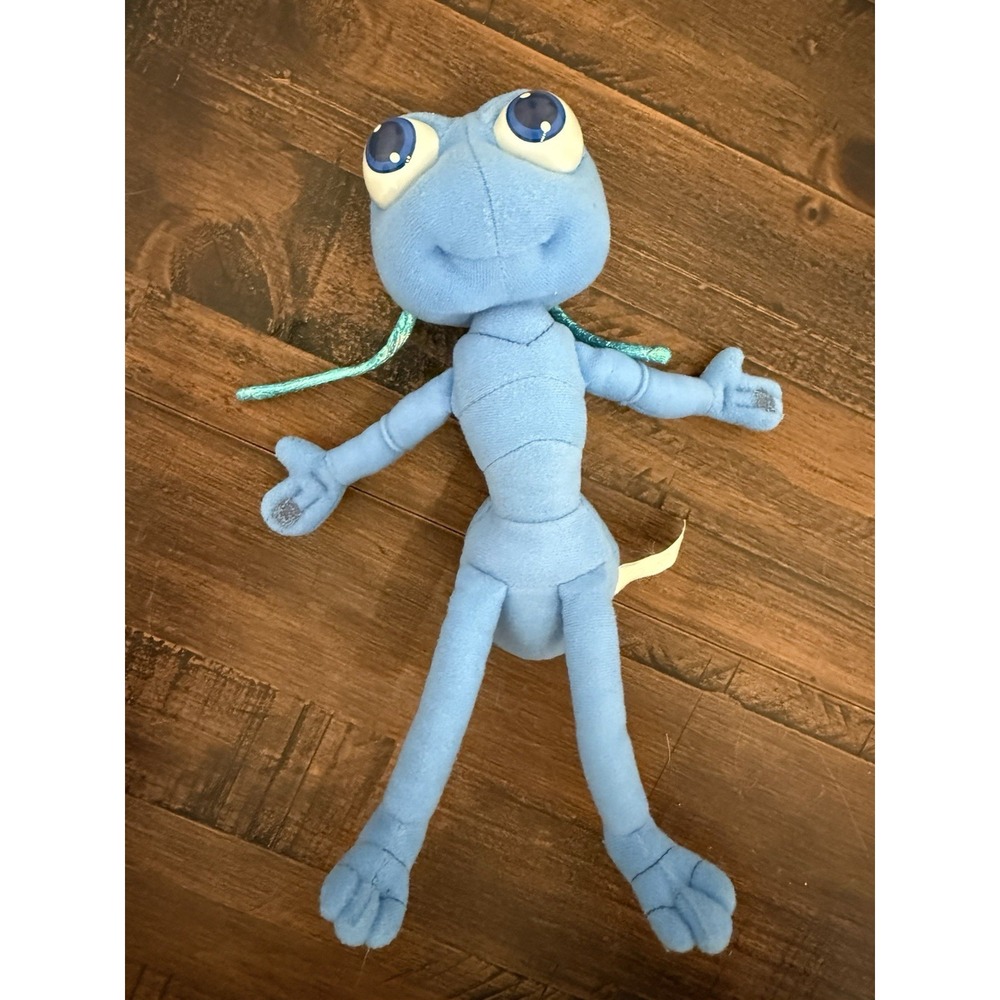 Vintage 1998 Disney Pixar Bug's Life Blue Ant Flik Plush 8" Mattel Movie Stuffed